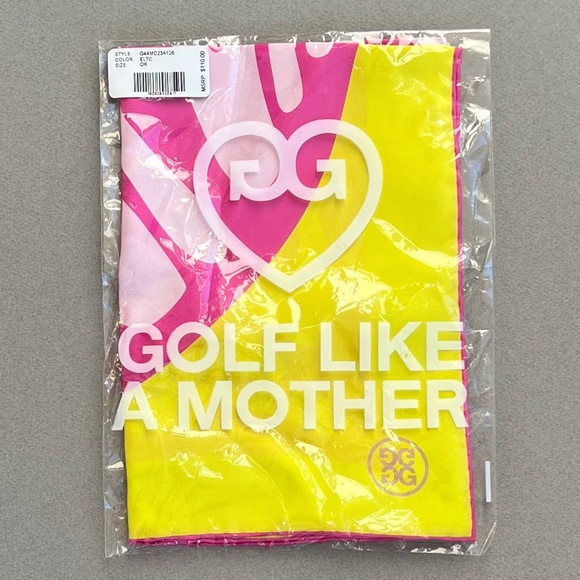 G/Fore Scarf ‘Mother Golfer’ Neon Yellow With Hot Pink 100% Silk-New in Package - Picture 6 of 8